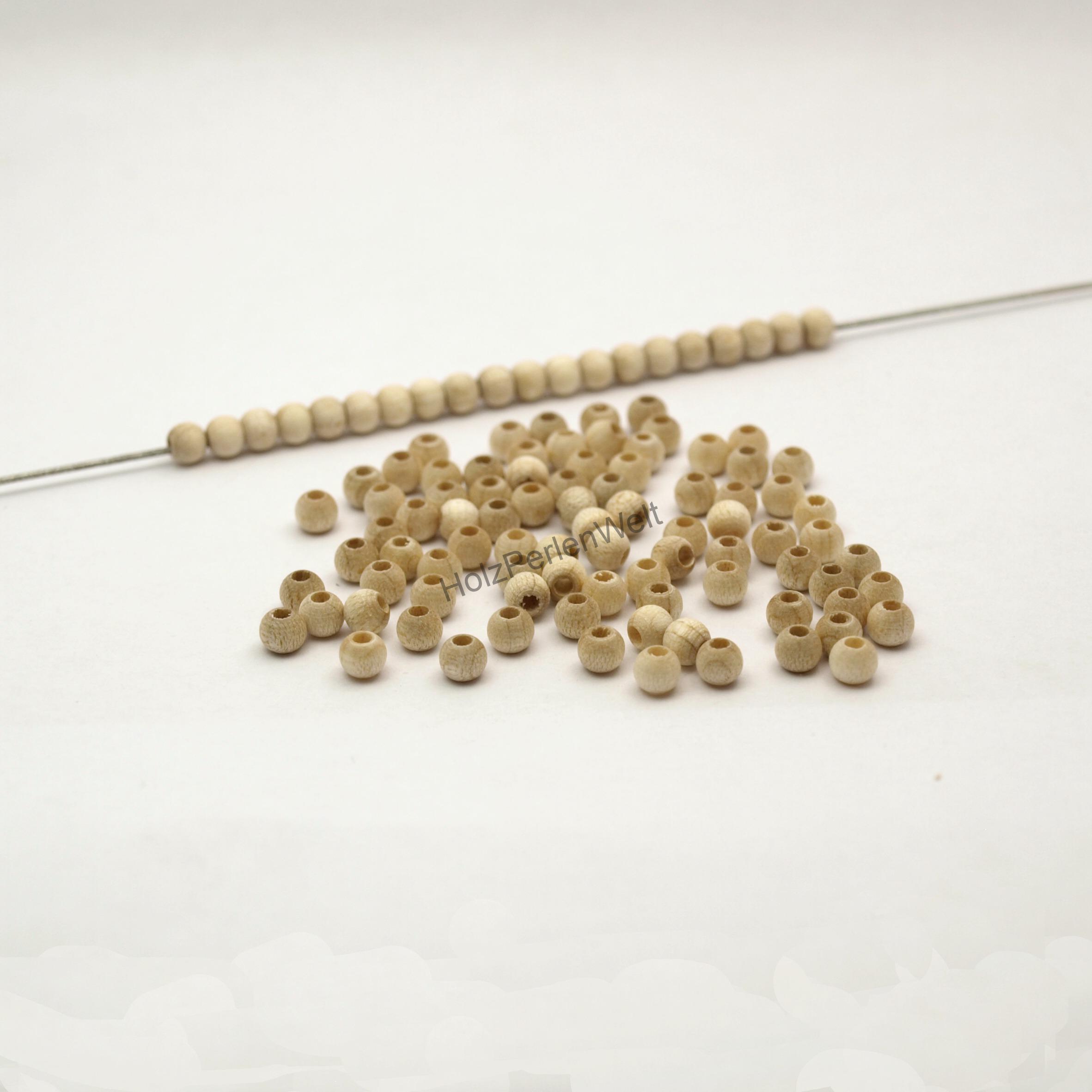 4mm Holzperlen Holzkugeln AHORN - natural 105 Stk